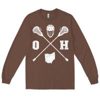 Chestnut ohio lacrosse sticks & helmet state outline lax player t shirt Long Sleeve Tee - linhVisuals