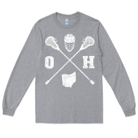 Heather Grey ohio lacrosse sticks & helmet state outline lax player t shirt Long Sleeve Tee - linhVisuals