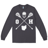 Smoke ohio lacrosse sticks & helmet state outline lax player t shirt Long Sleeve Tee - linhVisuals