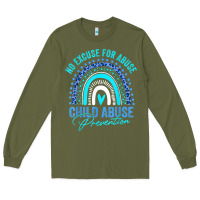 Army Green no excuse child abuse prevention awareness leopard rainbow t shirt Long Sleeve Tee - linhVisuals
