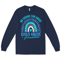 Navy no excuse child abuse prevention awareness leopard rainbow t shirt Long Sleeve Tee - linhVisuals