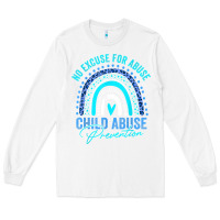 White no excuse child abuse prevention awareness leopard rainbow t shirt Long Sleeve Tee - linhVisuals