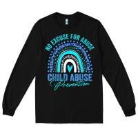 Black no excuse child abuse prevention awareness leopard rainbow t shirt Long Sleeve Tee - linhVisuals
