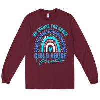 Burgundy no excuse child abuse prevention awareness leopard rainbow t shirt Long Sleeve Tee - linhVisuals