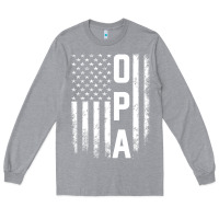 Heather Grey opa gift america flag gift for men father's day pullover hoodie Long Sleeve Tee - linhVisuals