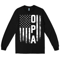 Black opa gift america flag gift for men father's day pullover hoodie Long Sleeve Tee - linhVisuals
