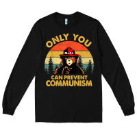 Black vintage only you can prevent communism funny bear camping t shirt Long Sleeve Tee - linhVisuals