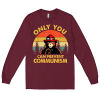 Burgundy vintage only you can prevent communism funny bear camping t shirt Long Sleeve Tee - linhVisuals