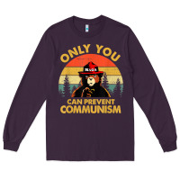 Plum vintage only you can prevent communism funny bear camping t shirt Long Sleeve Tee - linhVisuals