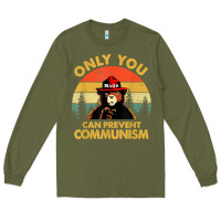 Army Green vintage only you can prevent communism funny bear camping t shirt Long Sleeve Tee - linhVisuals