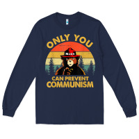 Navy vintage only you can prevent communism funny bear camping t shirt Long Sleeve Tee - linhVisuals