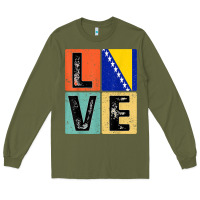 Army Green vintage retro i love bosnia flag for bosnian pride gift t shirt Long Sleeve Tee - linhVisuals