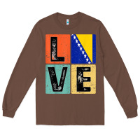 Chestnut vintage retro i love bosnia flag for bosnian pride gift t shirt Long Sleeve Tee - linhVisuals