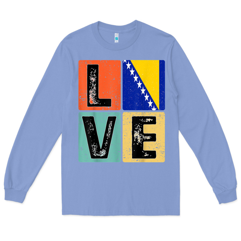 Vintage Retro I Love Bosnia Flag For Bosnian Pride Gift T Shirt Long Sleeve Tee by linhVisuals | Teevron