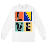 White vintage retro i love bosnia flag for bosnian pride gift t shirt Long Sleeve Tee - linhVisuals