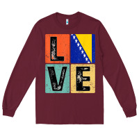 Burgundy vintage retro i love bosnia flag for bosnian pride gift t shirt Long Sleeve Tee - linhVisuals