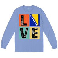 Colony Blue vintage retro i love bosnia flag for bosnian pride gift t shirt Long Sleeve Tee - linhVisuals