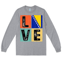 Heather Grey vintage retro i love bosnia flag for bosnian pride gift t shirt Long Sleeve Tee - linhVisuals