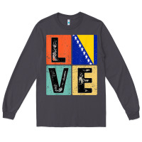 Smoke vintage retro i love bosnia flag for bosnian pride gift t shirt Long Sleeve Tee - linhVisuals