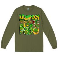 Army Green Happy St Patricks Rex Day Long Sleeve Tee - CowhideDigitalArt