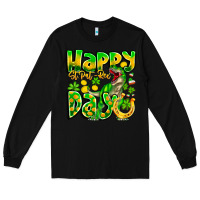 Black Happy St Patricks Rex Day Long Sleeve Tee - CowhideDigitalArt