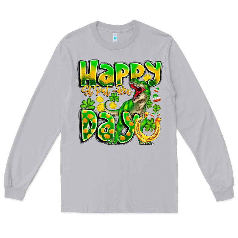 Happy St Patricks Rex Day Long Sleeve Tee by CowhideDigitalArt | Teevron