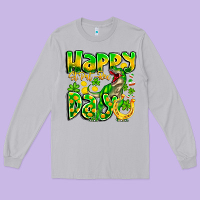 Happy St Patricks Rex Day Long Sleeve Tee Designed By Cowhidedigitalart