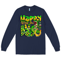 Navy Happy St Patricks Rex Day Long Sleeve Tee - CowhideDigitalArt
