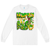 White Happy St Patricks Rex Day Long Sleeve Tee - CowhideDigitalArt