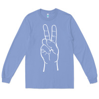 Colony Blue peace sign two fingers hand gesture symbol illustration t shirt Long Sleeve Tee - linhVisuals