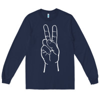 Navy peace sign two fingers hand gesture symbol illustration t shirt Long Sleeve Tee - linhVisuals