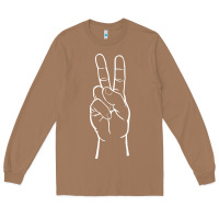Toasted Coconut peace sign two fingers hand gesture symbol illustration t shirt Long Sleeve Tee - linhVisuals