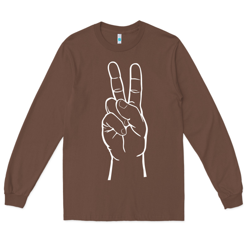Peace Sign Two Fingers Hand Gesture Symbol Illustration T Shirt Long Sleeve Tee by linhVisuals | Teevron