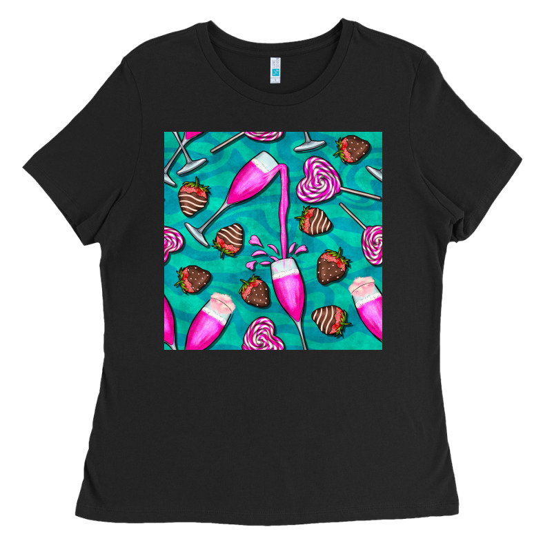 Valentines Day Champagne And Strawberry Ladies Tee by BundleAndBundleShop | Teevron