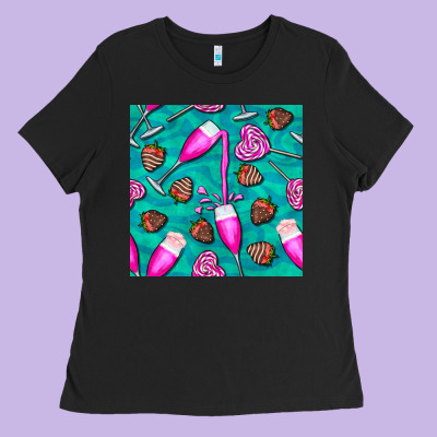 Valentines Day Champagne And Strawberry Ladies Tee Designed By Bundleandbundleshop