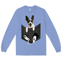 Colony Blue rat terrier dog in pocket, rattie puppy, ratting terrier t shirt Long Sleeve Tee - linhVisuals