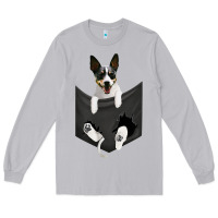 Moon Dust rat terrier dog in pocket, rattie puppy, ratting terrier t shirt Long Sleeve Tee - linhVisuals