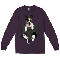 Plum rat terrier dog in pocket, rattie puppy, ratting terrier t shirt Long Sleeve Tee - linhVisuals