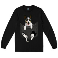 Black rat terrier dog in pocket, rattie puppy, ratting terrier t shirt Long Sleeve Tee - linhVisuals