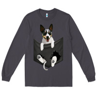 Smoke rat terrier dog in pocket, rattie puppy, ratting terrier t shirt Long Sleeve Tee - linhVisuals