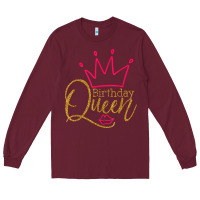Burgundy birthday queen shirt, womens birthday shirt, birthday t shirt Long Sleeve Tee - linhVisuals