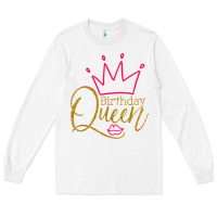 White birthday queen shirt, womens birthday shirt, birthday t shirt Long Sleeve Tee - linhVisuals