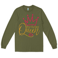 Army Green birthday queen shirt, womens birthday shirt, birthday t shirt Long Sleeve Tee - linhVisuals
