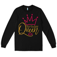 Black birthday queen shirt, womens birthday shirt, birthday t shirt Long Sleeve Tee - linhVisuals