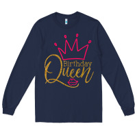 Navy birthday queen shirt, womens birthday shirt, birthday t shirt Long Sleeve Tee - linhVisuals