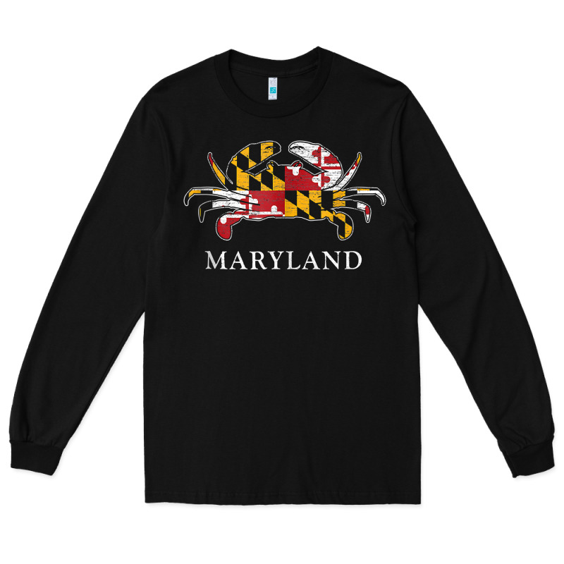 Retro Maryland Crab State Flag Vintage Travel Tank Top Long Sleeve Tee by linhVisuals | Teevron