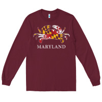 Burgundy retro maryland crab state flag vintage travel tank top Long Sleeve Tee - linhVisuals