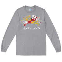 Heather Grey retro maryland crab state flag vintage travel tank top Long Sleeve Tee - linhVisuals