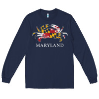 Navy retro maryland crab state flag vintage travel tank top Long Sleeve Tee - linhVisuals