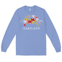 Colony Blue retro maryland crab state flag vintage travel tank top Long Sleeve Tee - linhVisuals